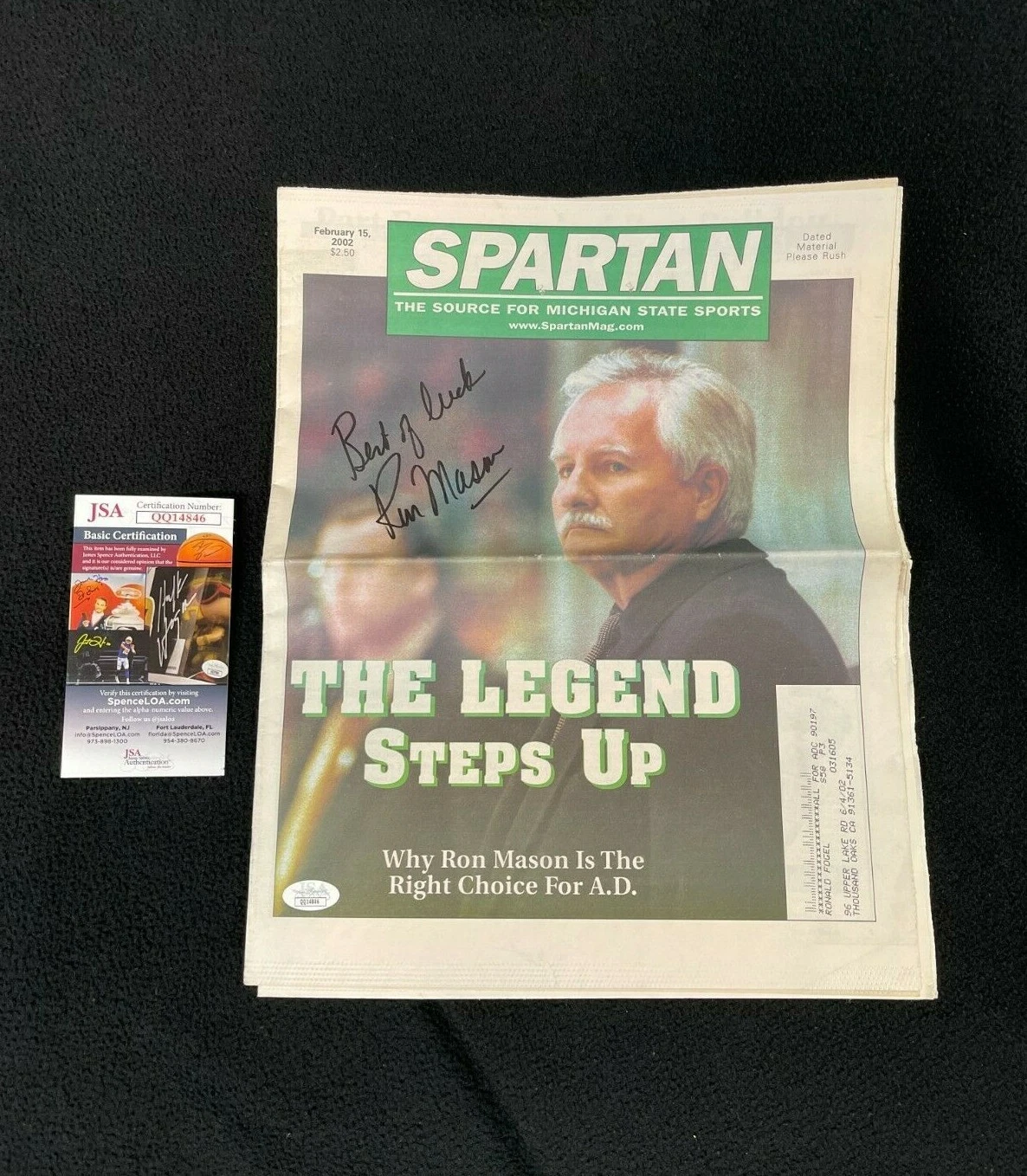 Ron Mason Signed 2002 Michigan State Spartans Magazine JSA COA
