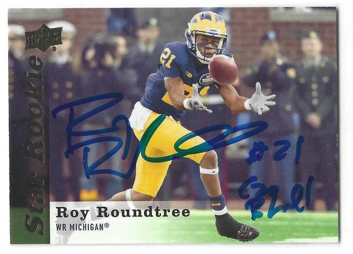 Roy Roundtree Signed 2013 Upper Deck Star Rookie Card #120 Michigan Wolverines
