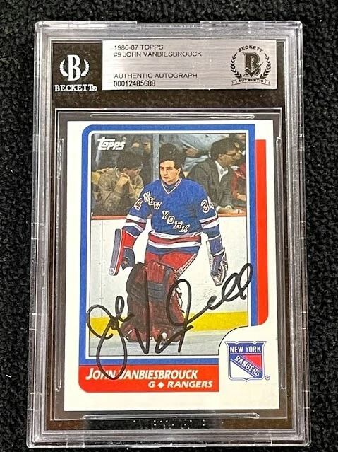 John Vanbiesbrouck Signed 1986/87 Topps Rookie Card #9 Beckett Certified
