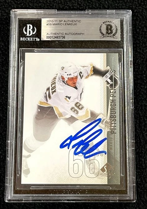 Mario Lemieux Signed 2010/11 SP Authentic Card #59 Beckett Certified Penguins
