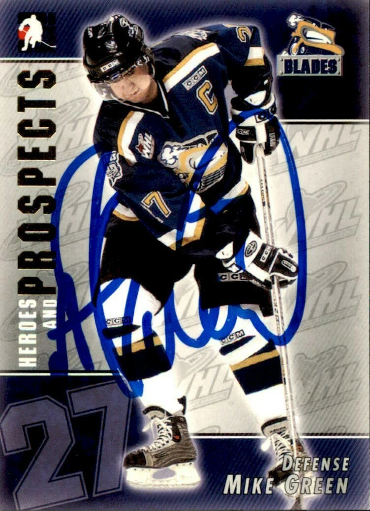 Mike Green Signed 2004/05 Heroes And Prospects Card #95 Saskatoon Blades
