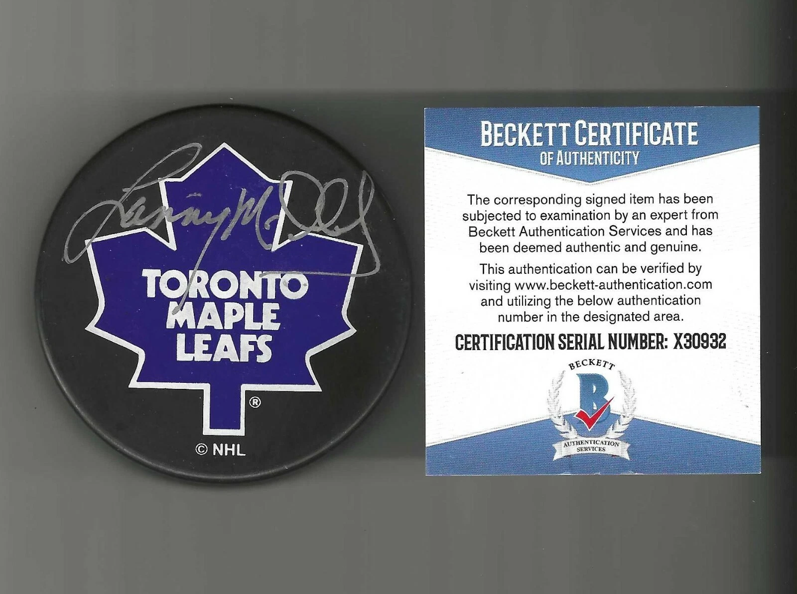 Lanny McDonald Signed Toronto Maple Leafs Ravens Athletic Puck Beckett COA
