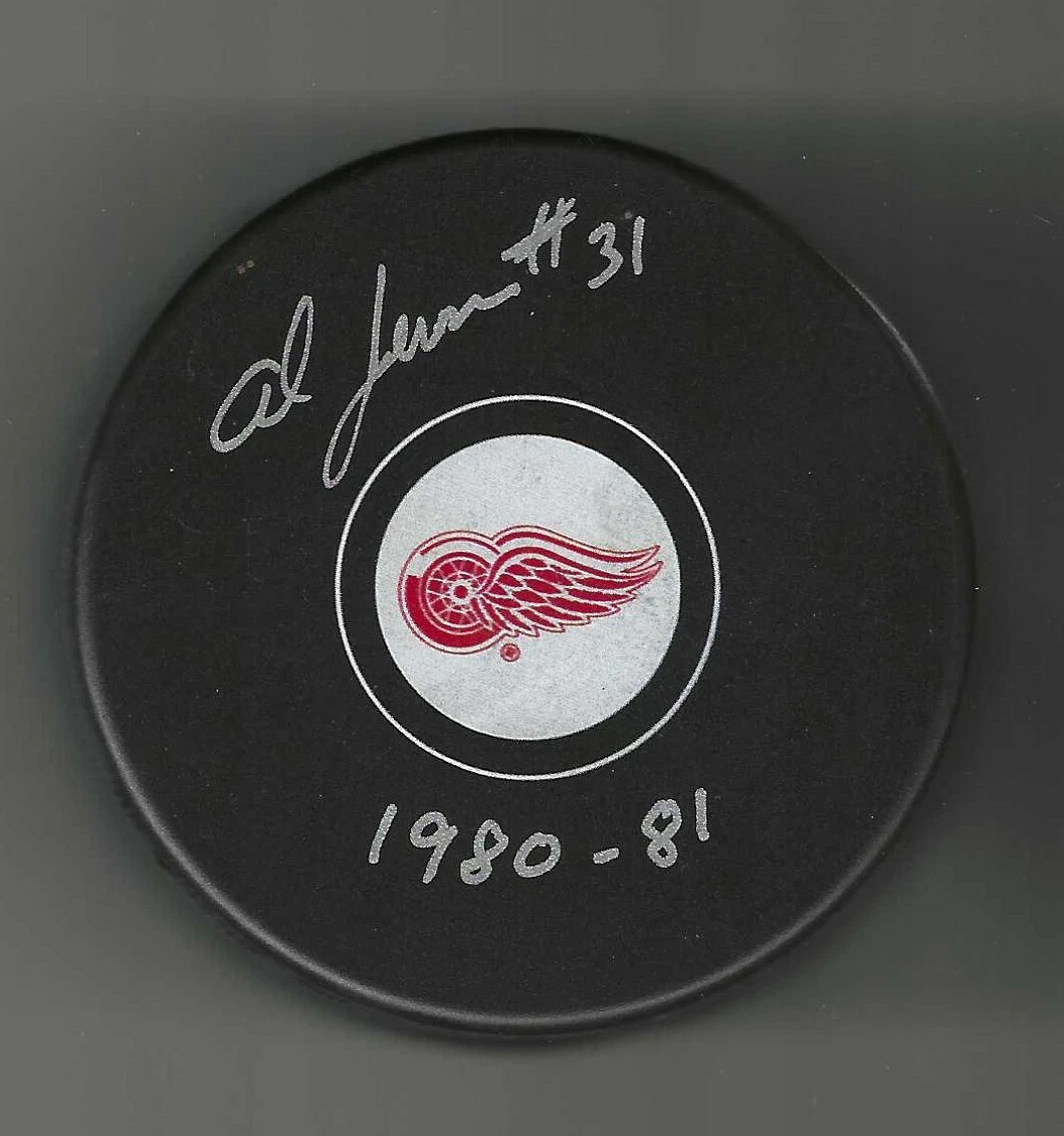 Al Jensen Signed & Inscribed Detroit Red Wings Puck
