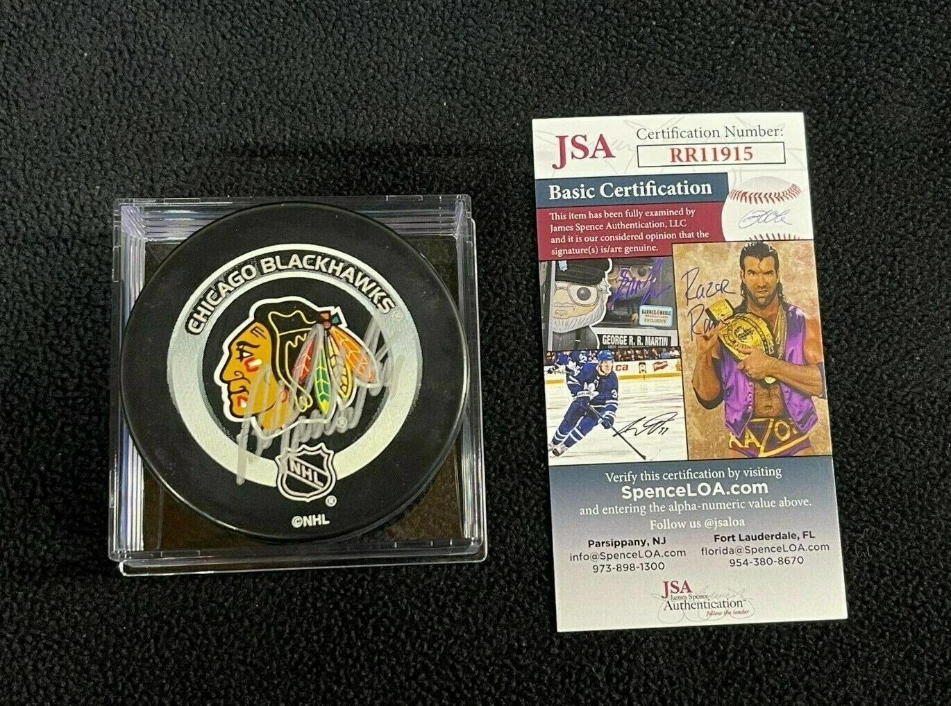 Bob Probert Signed Chicago Blackhawks Official Game Puck JSA COA
