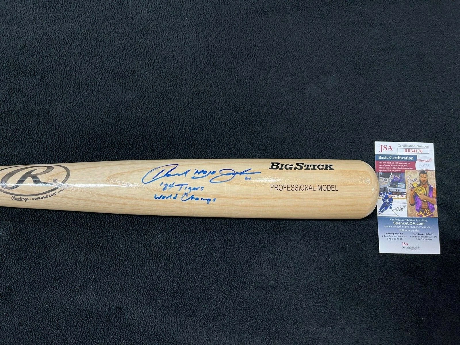 Howard Johnson Signed & Inscribed Rawlings Big Stick Bat Detroit Tigers JSA COA
