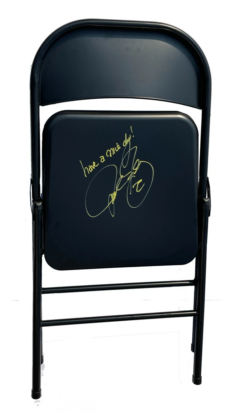 Mick Foley Signed & Inscribed Steel Chair WWE WWF WCW ECW TNA JSA COA
