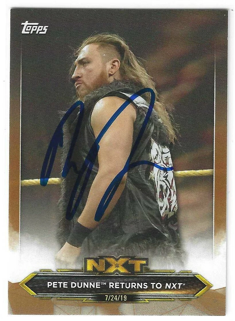 Pete Dunne Signed 2020 Topps WWE NXT Gold Parallel Card #11
