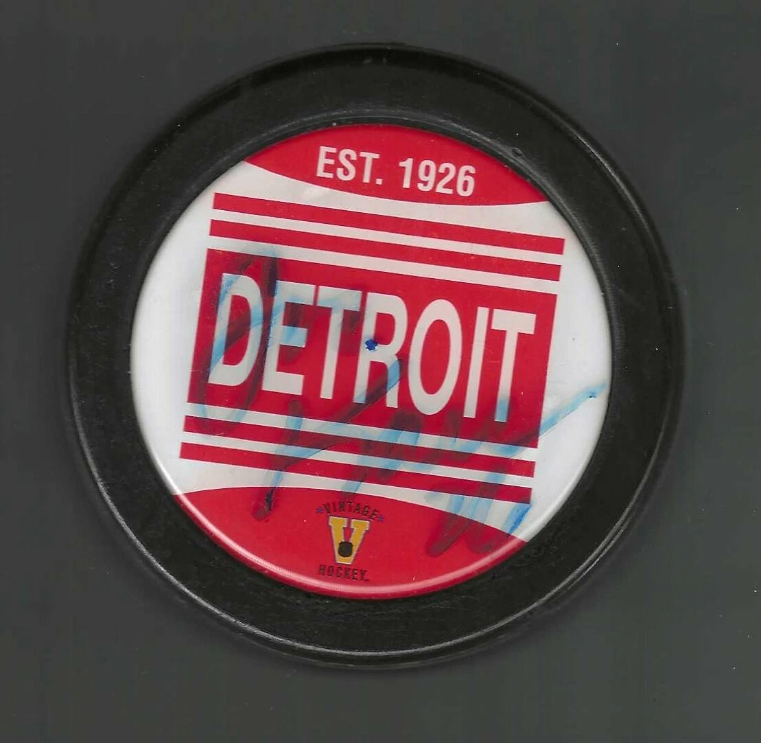Joe Kocur Signed Detroit Red Wings Vintage Logo Puck
