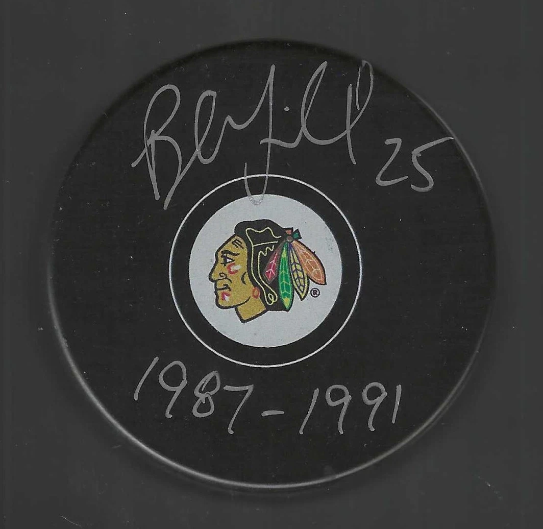 Bob McGill Signed & Inscribed Chicago Blackhawks Puck

