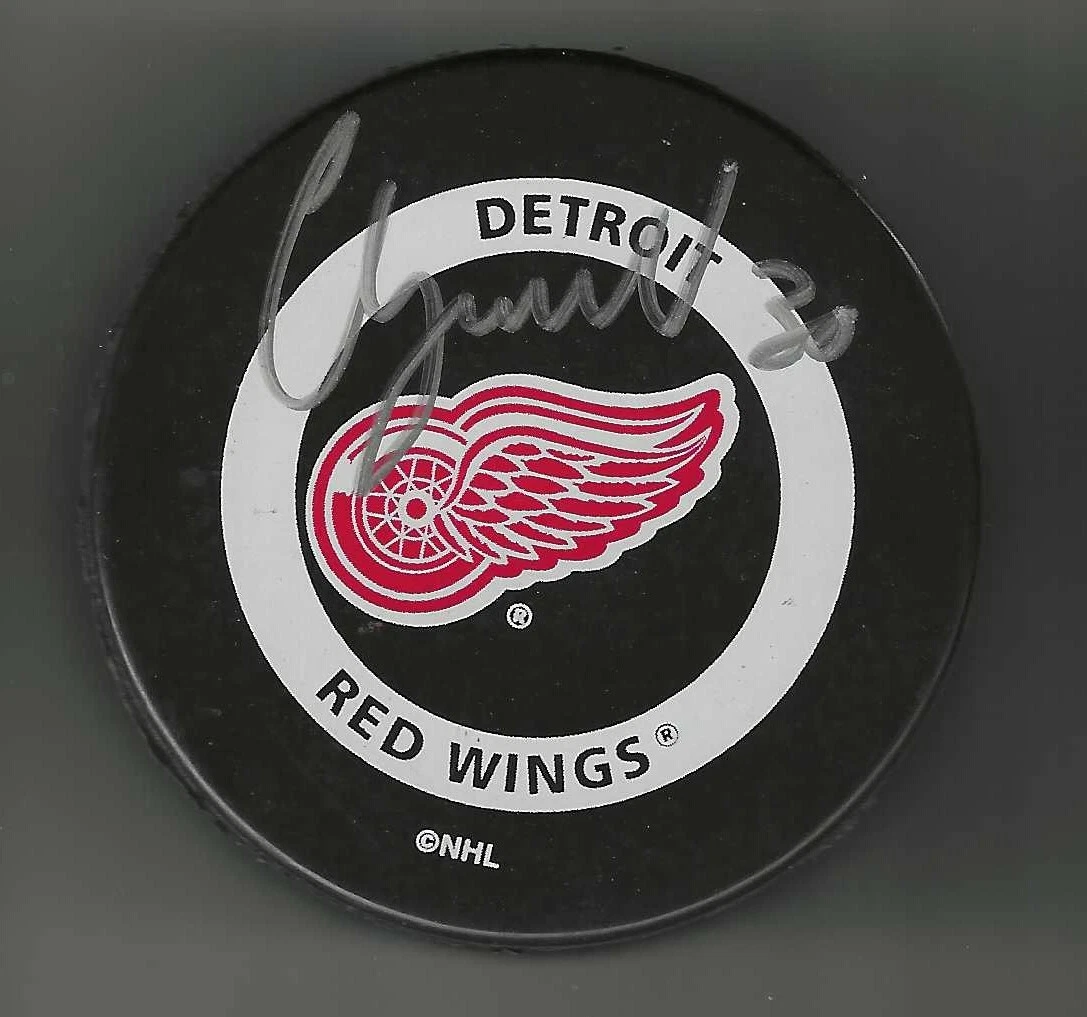 Chris Osgood Signed Detroit Red Wings Orange Stripe Official Game Puck
