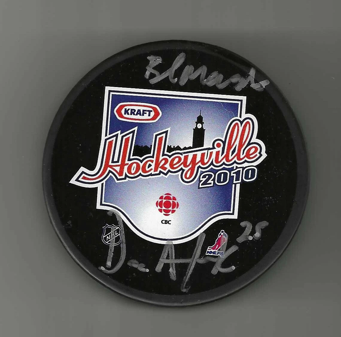 Dave Andreychuk & Brad Marsh Signed Kraft Hockeyville Puck Toronto Maple Leafs
