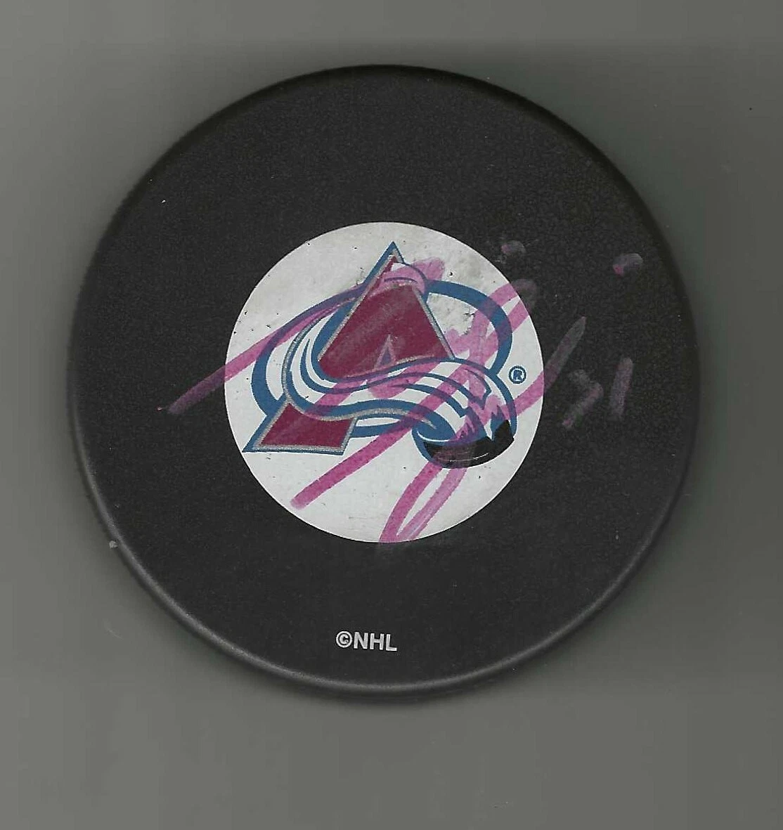 Philippe Sauve Signed Colorado Avalanche Puck Signed In Purple
