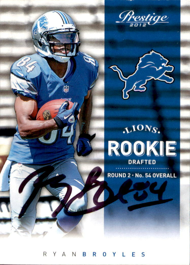 Ryan Broyles Signed 2012 Prestige Rookie Card #292 Detroit Lions
