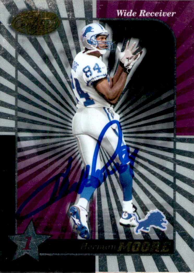 Herman Moore Signed 2000 Leaf Certified Card #40 Detroit Lions
