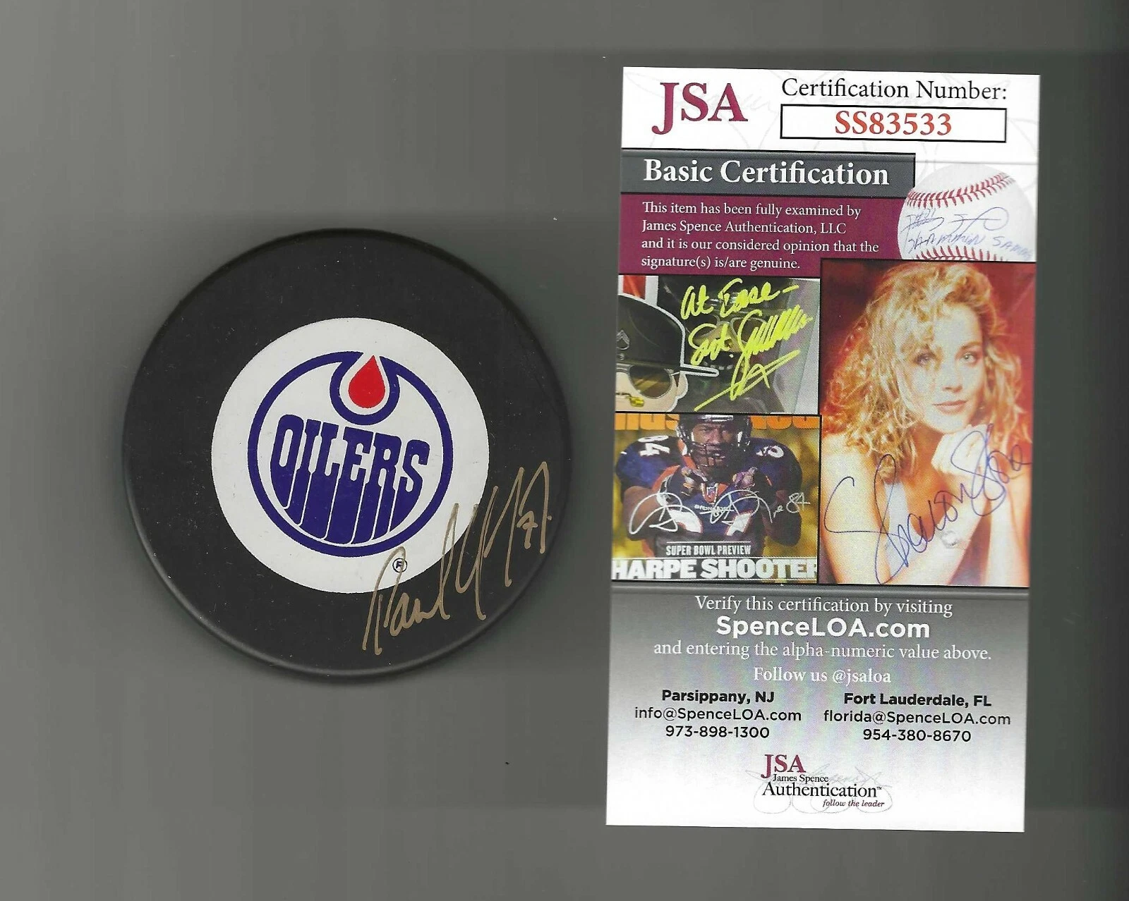 Paul Coffey Signed Edmonton Oilers Trench Ziegler Official Game Puck JSA COA
