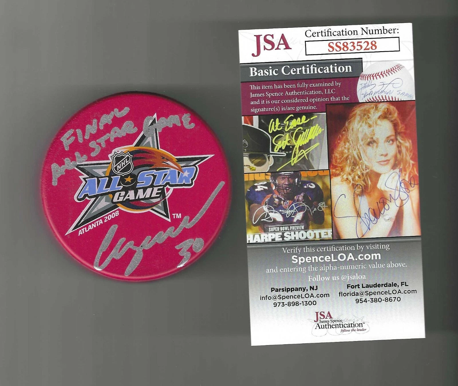 Chris Osgood Signed Inscribed Detroit Red Wings 2008 All Star Game Puck JSA COA
