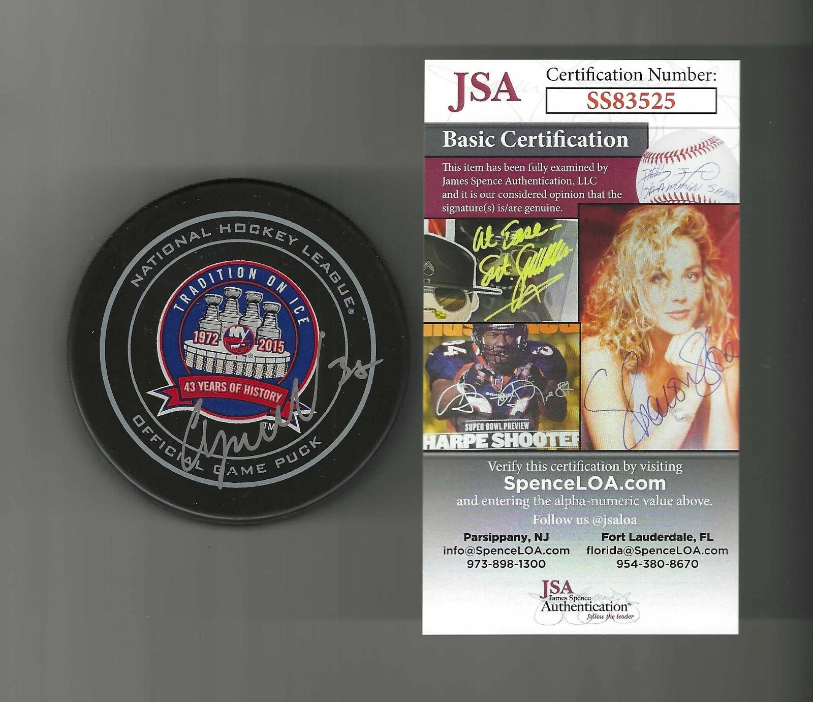 Chris Osgood Signed New York Islanders Nassau Coliseum Final Season Puck JSA COA
