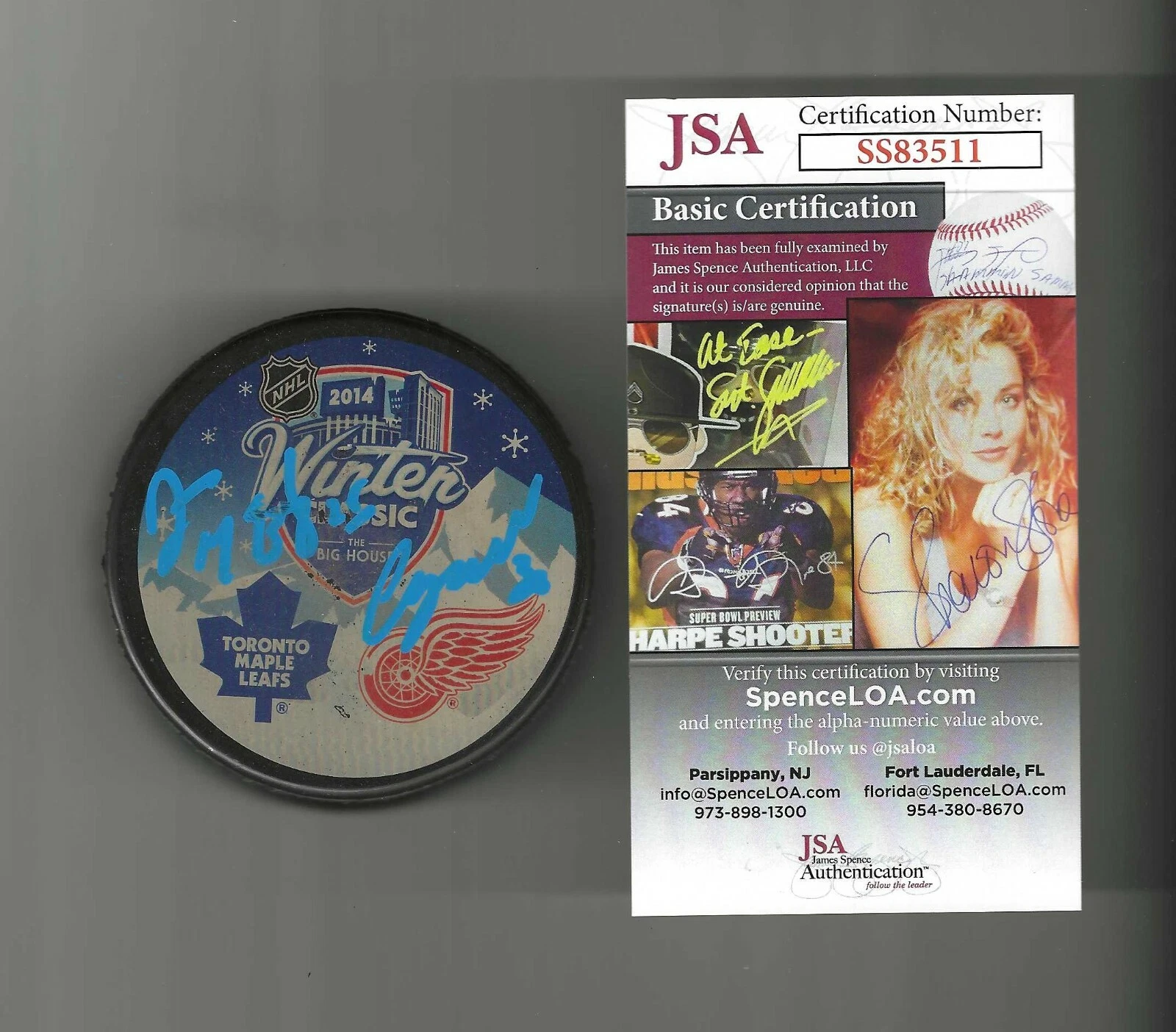 Chris Osgood Darren McCarty Signed Detroit Red Wings Winter Classic Puck JSA COA
