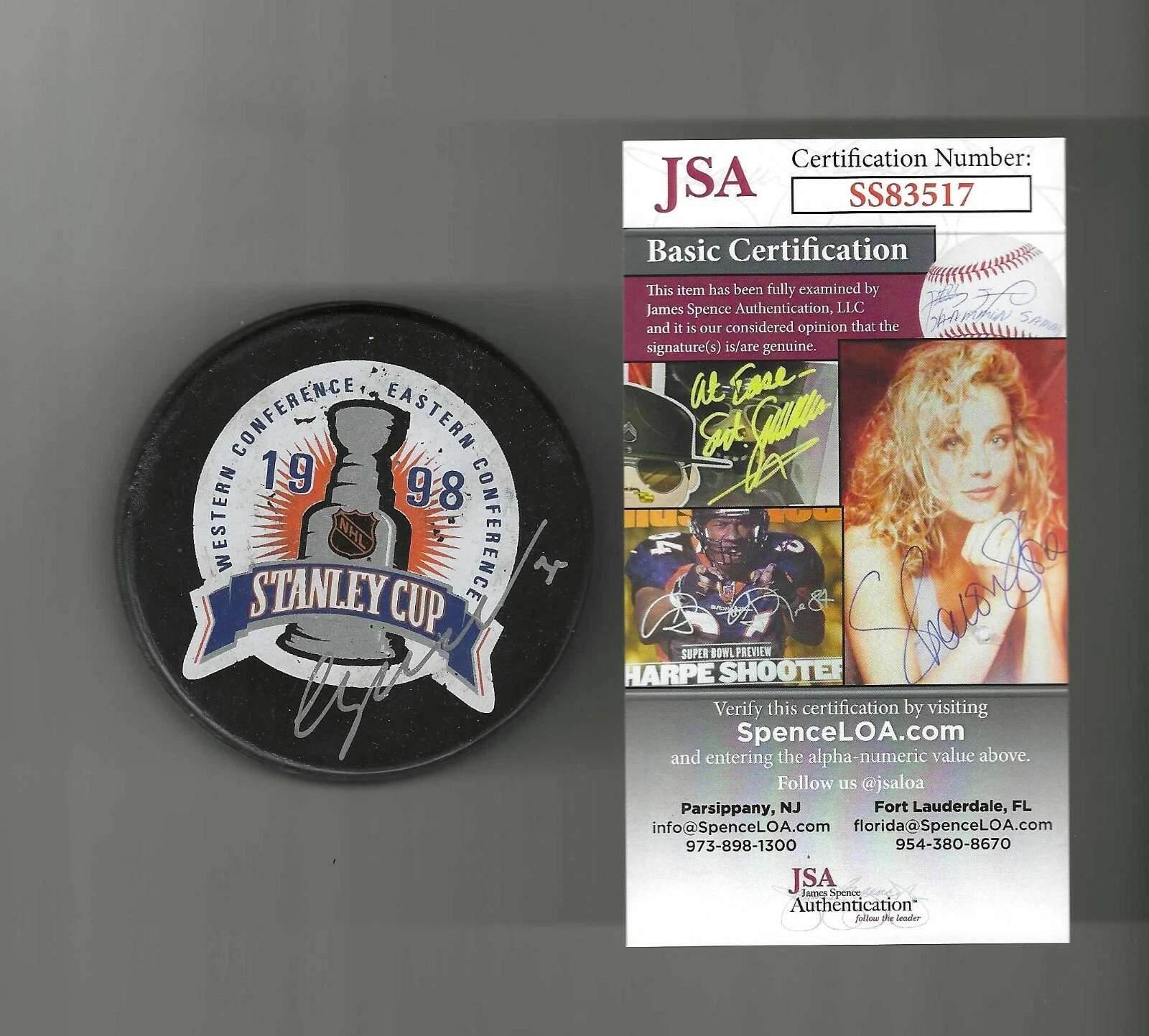 Chris Osgood Signed Detroit Red Wings 1998 Stanley Cup Logo Puck JSA COA
