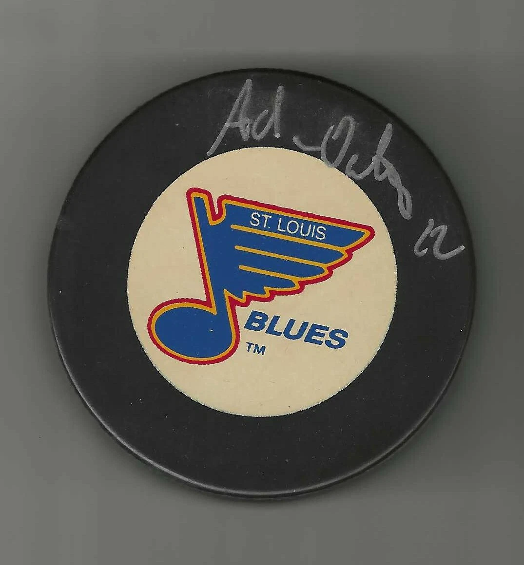 Adam Oates Signed St Louis Blues Souevnir Puck
