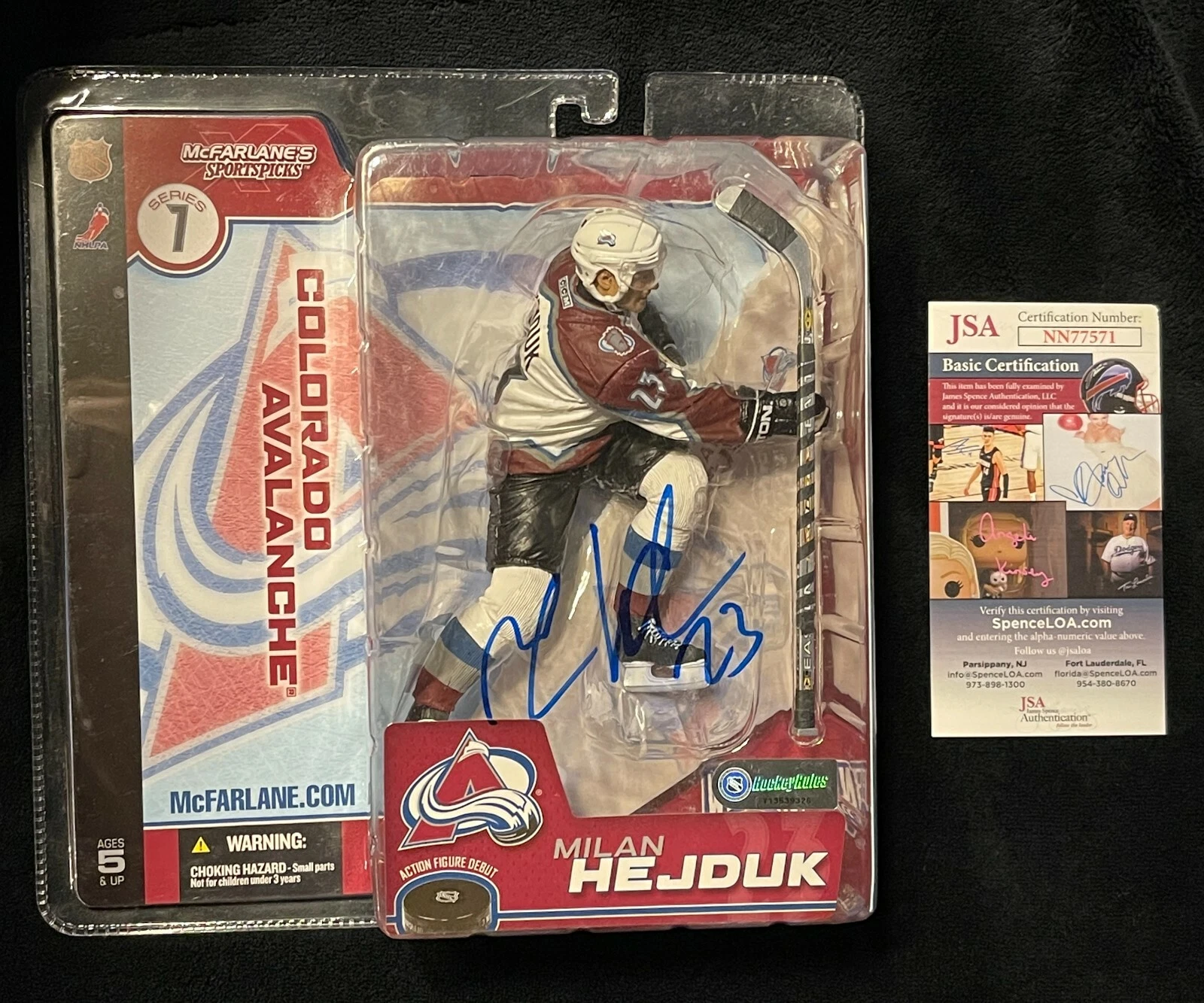 Milan Hejduk Signed Colorado Avalanche Packaged McFarlane Figure JSA COA
