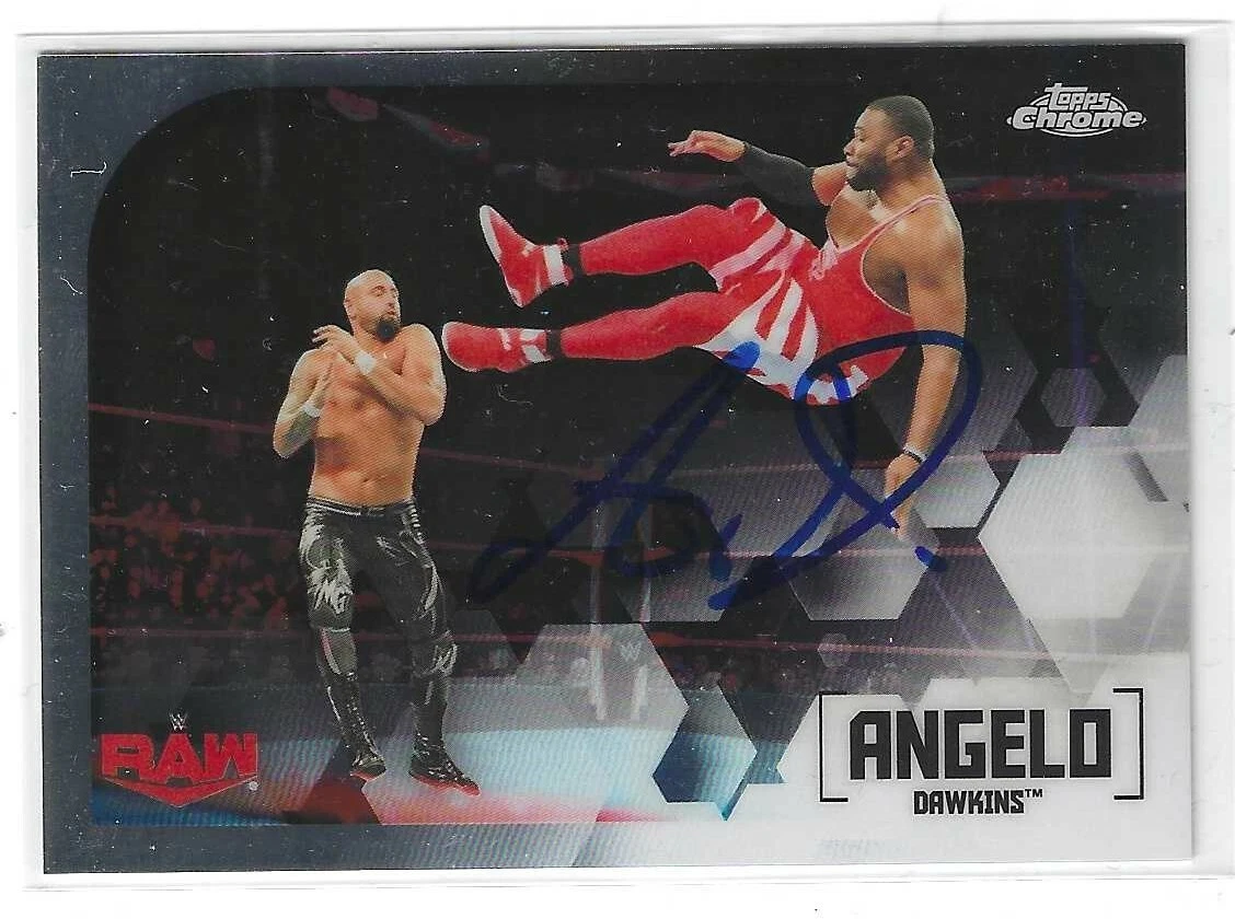 Angelo Dawkins Signed 2020Topps Chrome WWE Raw Card #71 Street Profits
