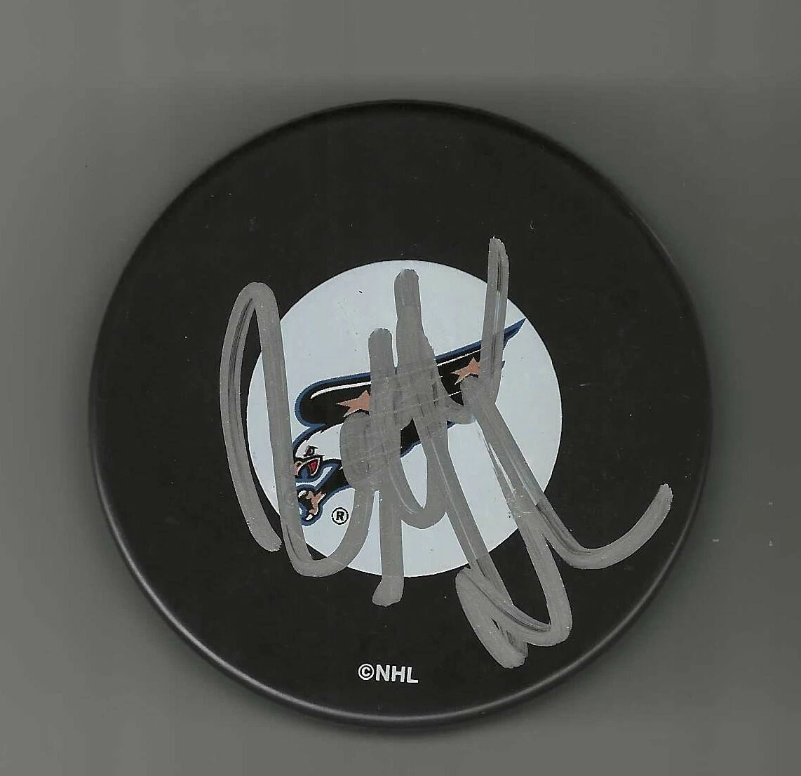 John Gruden Signed Washington Capitals Eagle Logo Puck Boston Bruins
