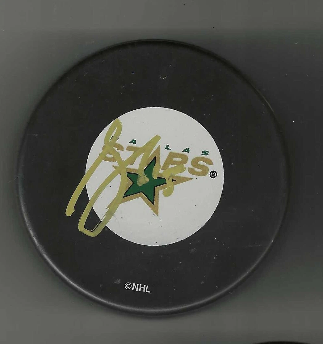 Scott Glennie Signed Dallas Stars Puck Signed In Gold
