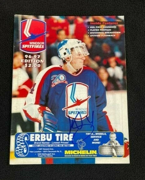D.J. Smith Signed Windsor Spitfires Game Program DJ Denis Ottawa Senators
