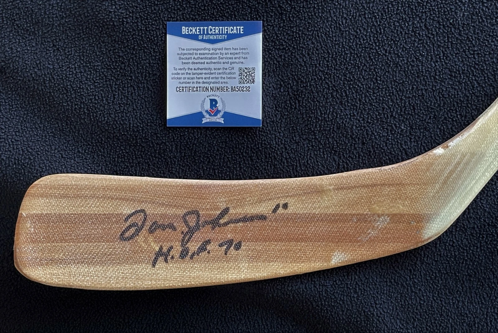 Tom Johnson Signed Montreal Canadians Stick Beckett COA Boston Bruins
