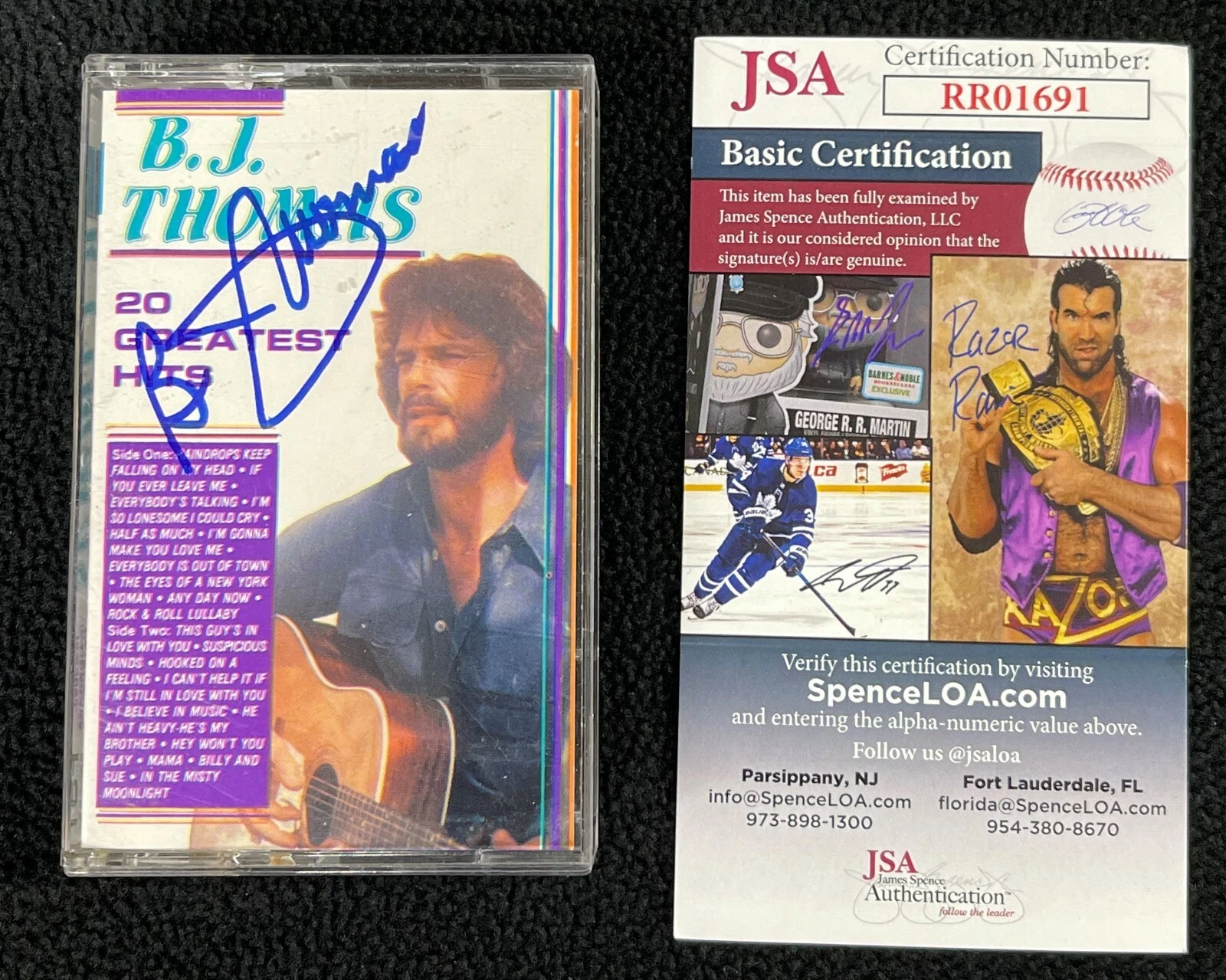 B.J. Thomas Signed Greatest Hits Cassette Tape Insert JSA COA
