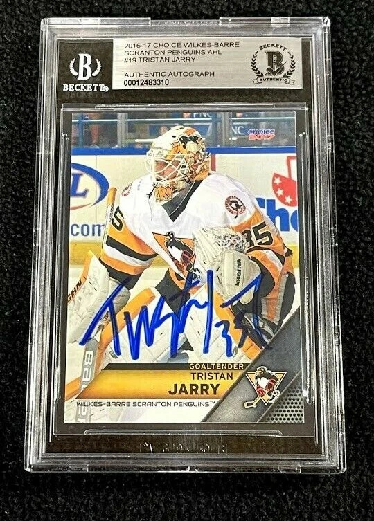 Tristan Jarry Signed 2016/17 Choice AHL WBS Penguins Card #19 Beckett Certified
