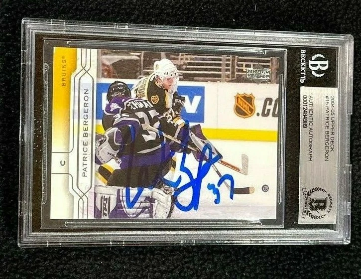 Patrice Bergeron Signed 2004/05 Upper Deck Card #15 Beckett Certified Bruins

