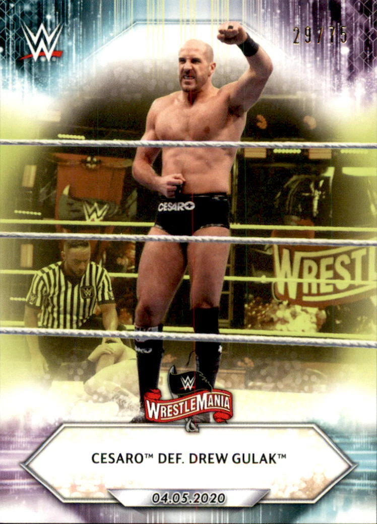 Cesaro Def. Drew Gulak 2021 Topps WWE Citrine Parallel Card #45 29/75
