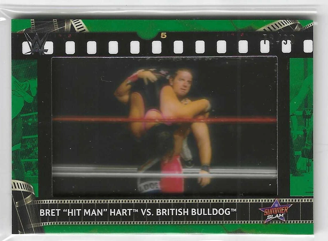 Bret Hart vs British Bulldog 2021 Topps WWE Match Film Strip Card FS-BB 72/99
