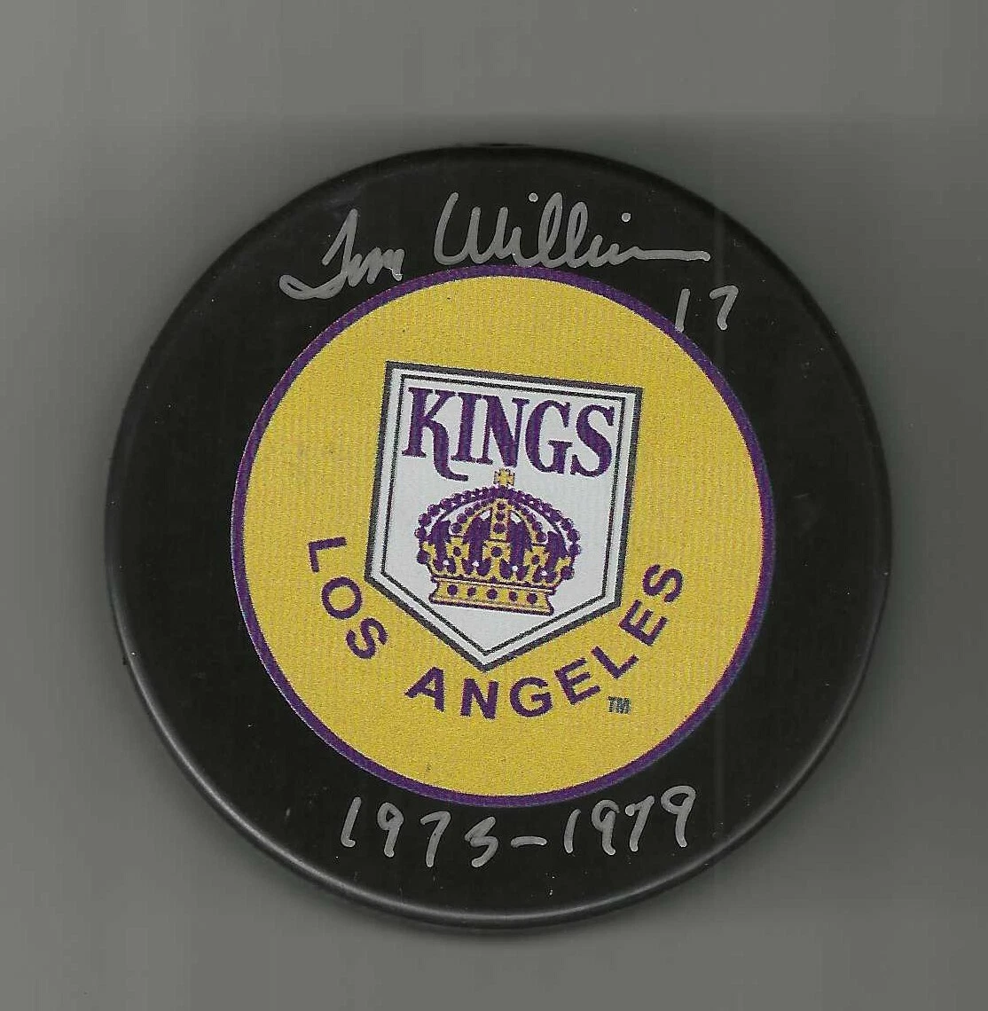 Tom Williams Signed & Inscribed Los Angeles Kings Puck
