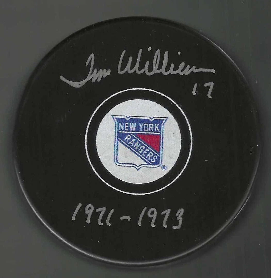 Tom Williams Signed & Inscribed New York Rangers Puck
