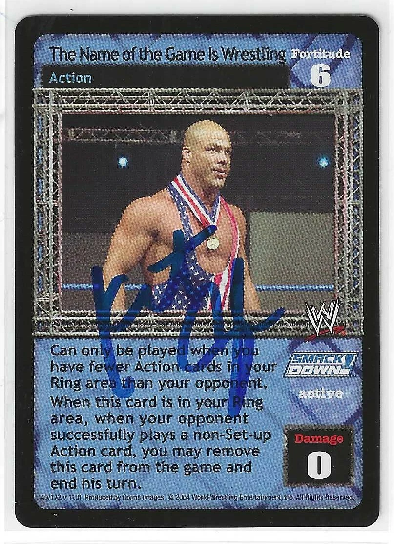 Kurt Angle Signed 2004 WWE Raw Deal Game Card
