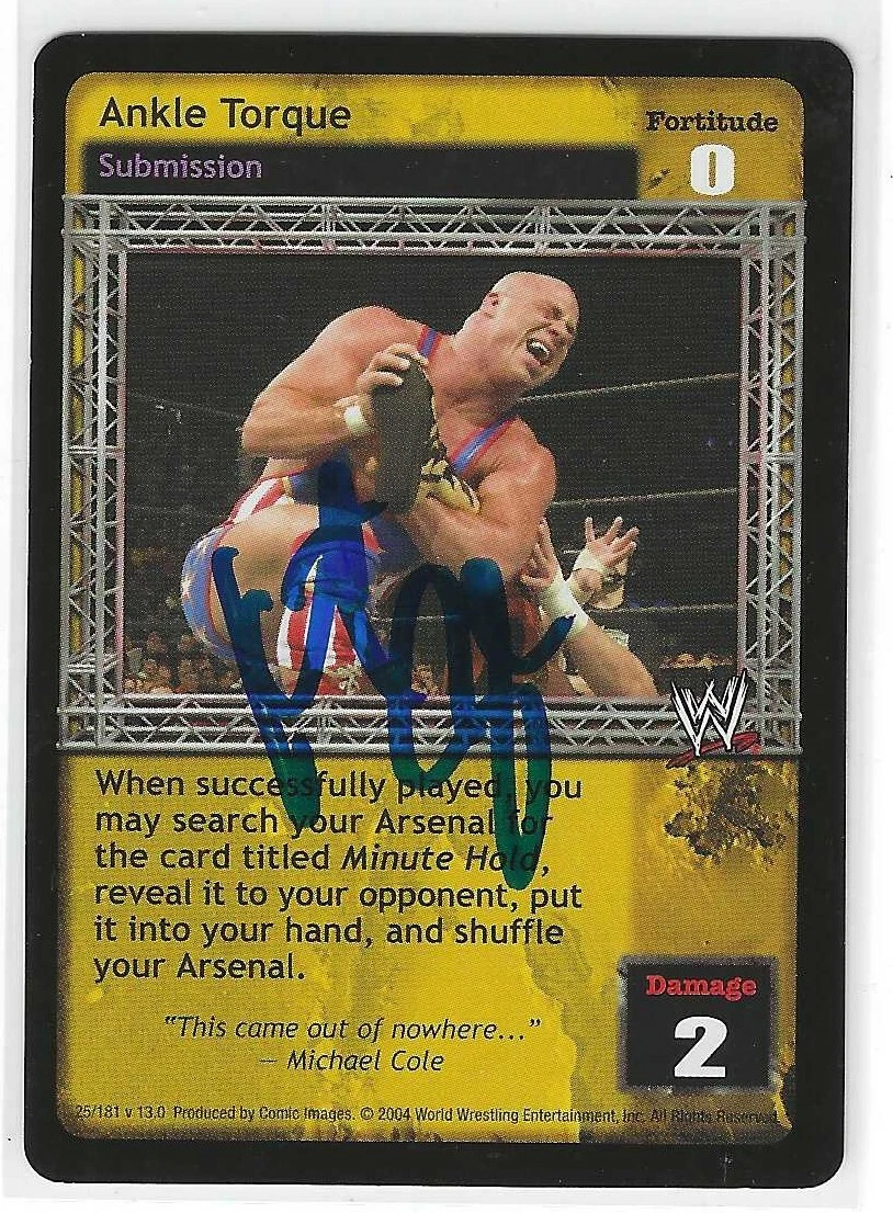 Kurt Angle Signed 2004 WWE Raw Deal Game Card

