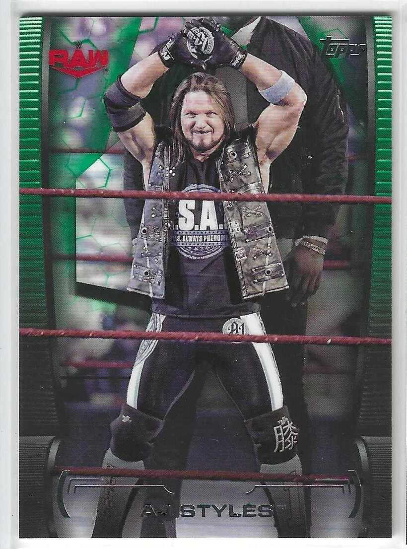 AJ Styles 2021 Topps WWE Undisputed Green Card #1 45/50
