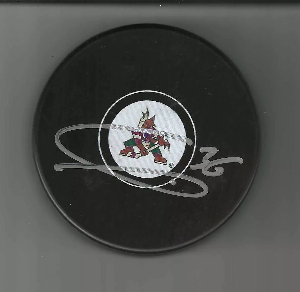 Christian Fischer Signed Arizona Coyotes Kachina Logo Puck Phoenix
