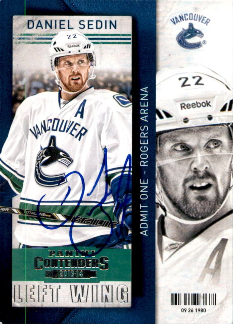 Daniel Sedin Signed 2013/14 Panini Card #48 Vancouver Canucks
