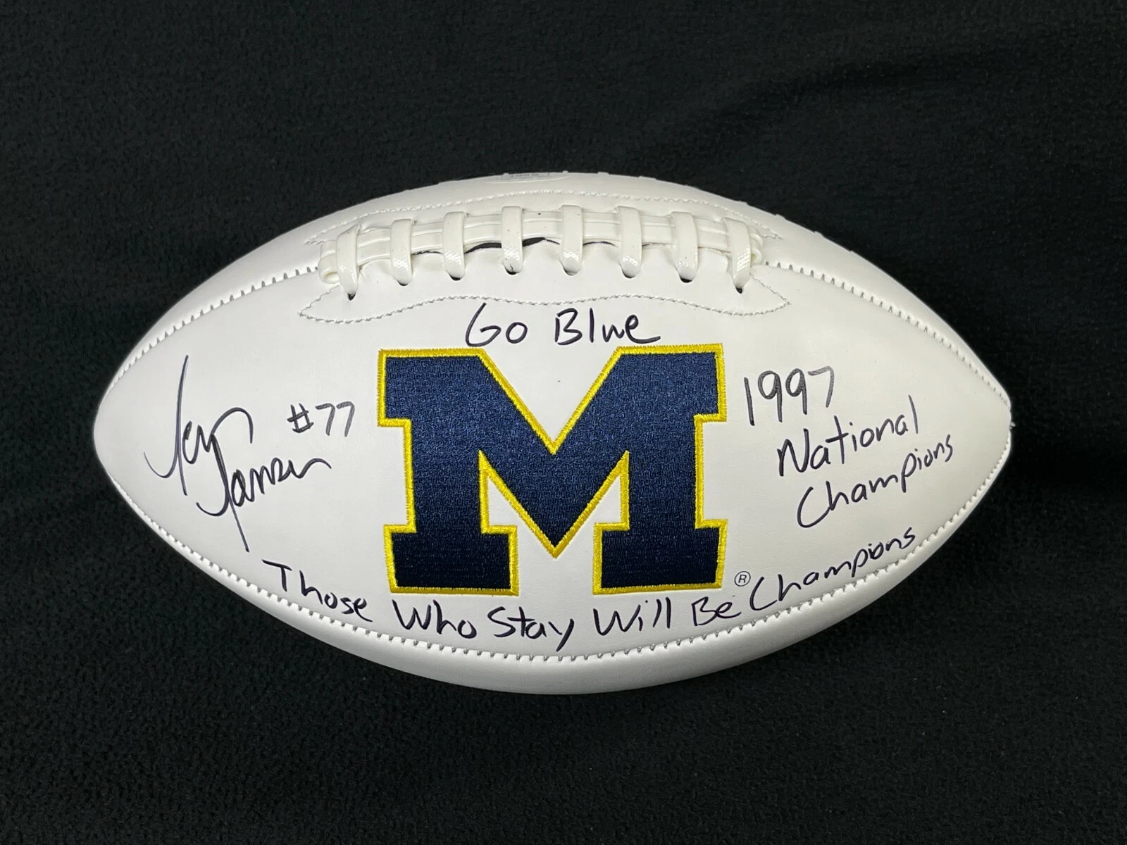 Jon Jansen Signed Multi Inscribed 97 Champs Michigan Wolverines Football JSA COA
