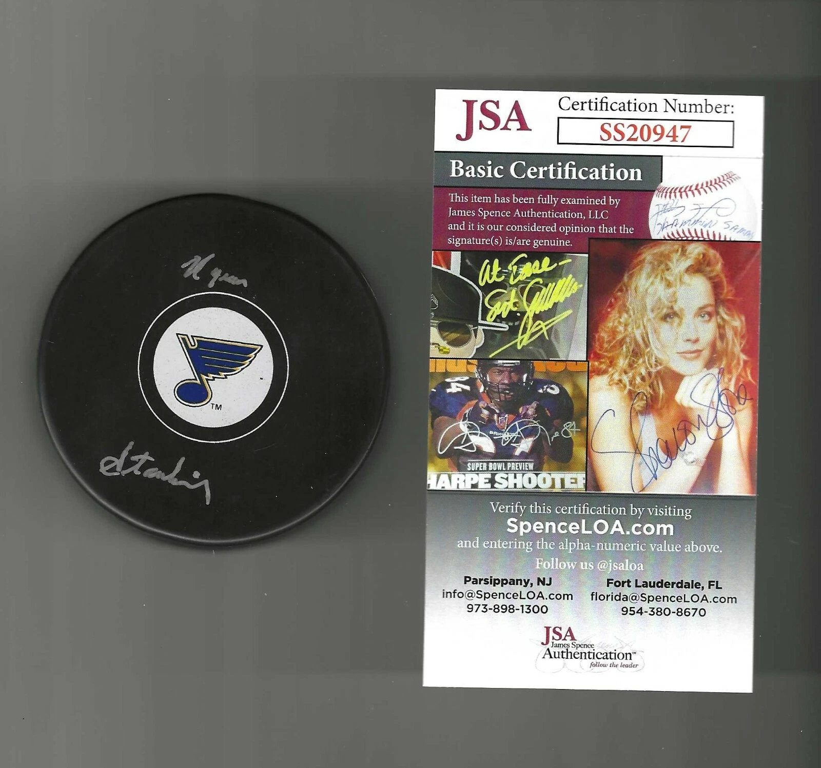 Myron Stankiewicz Signed St Louis Blues Puck JSA COA
