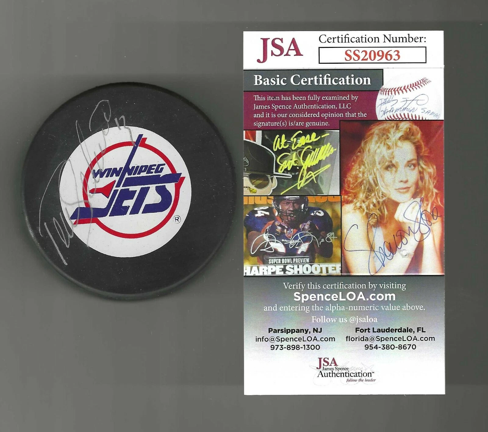 Teemu Selanne Signed Winnipeg Jets Trench Official Game Puck JSA COA
