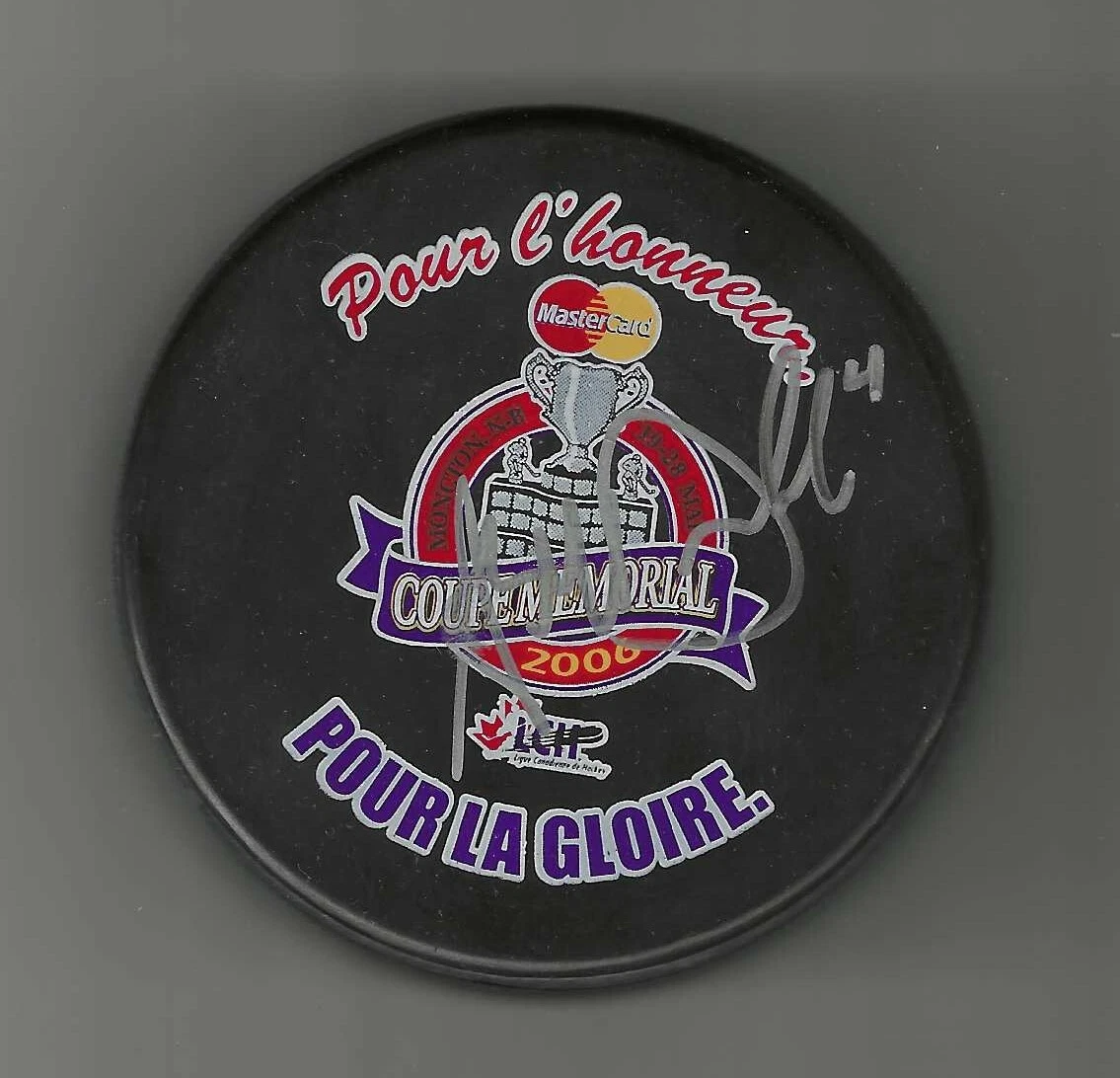 Andrew MacDonald Signed Moncton Wildcats 2006 Memorial Cup Game Puck Flyers

