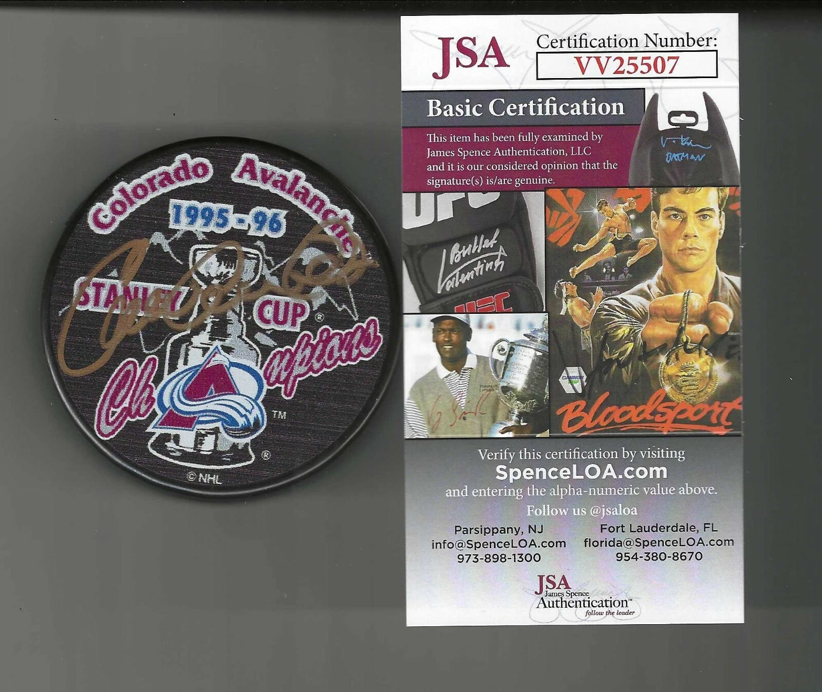 Claude Lemieux Signed Colorado Avalanche 1996 Stanley Cup Champs Puck JSA COA
