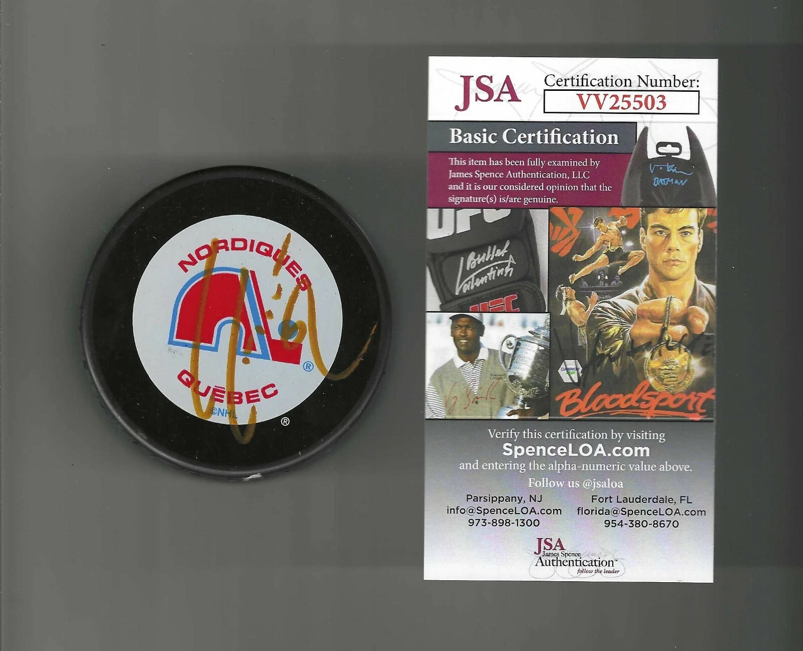 Adam Foote Signed Quebec Nordiques Puck JSA COA
