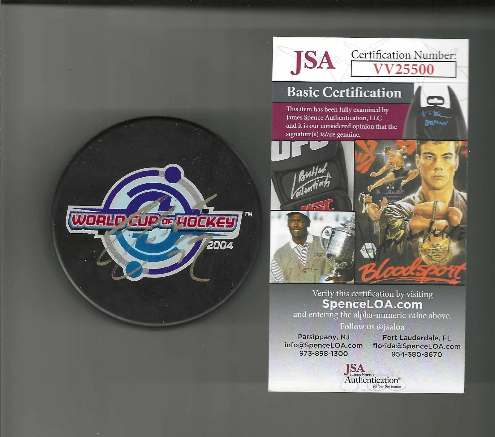 Adam Foote Signed Colorado Avalanche 2004 World Cup Of Hockey Puck JSA COA
