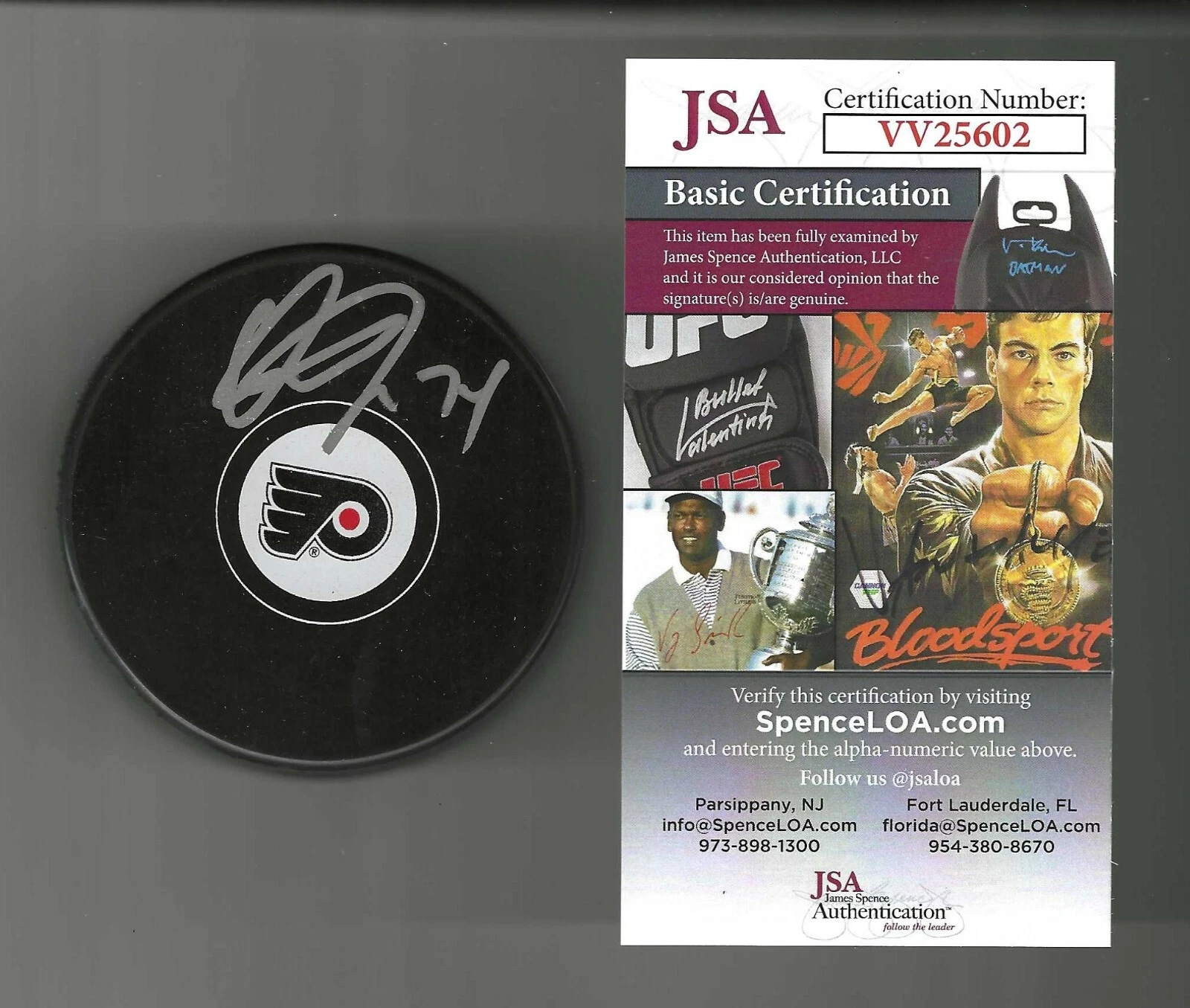 Owen Tippett Signed Philadelphia Flyers Puck JSA COA
